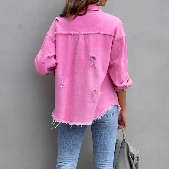 Drune | Zerrissenes Denim-Hemd mit Knopfleiste