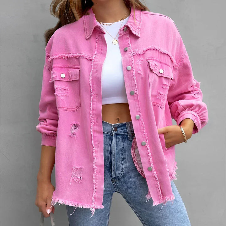 Drune | Zerrissenes Denim-Hemd mit Knopfleiste