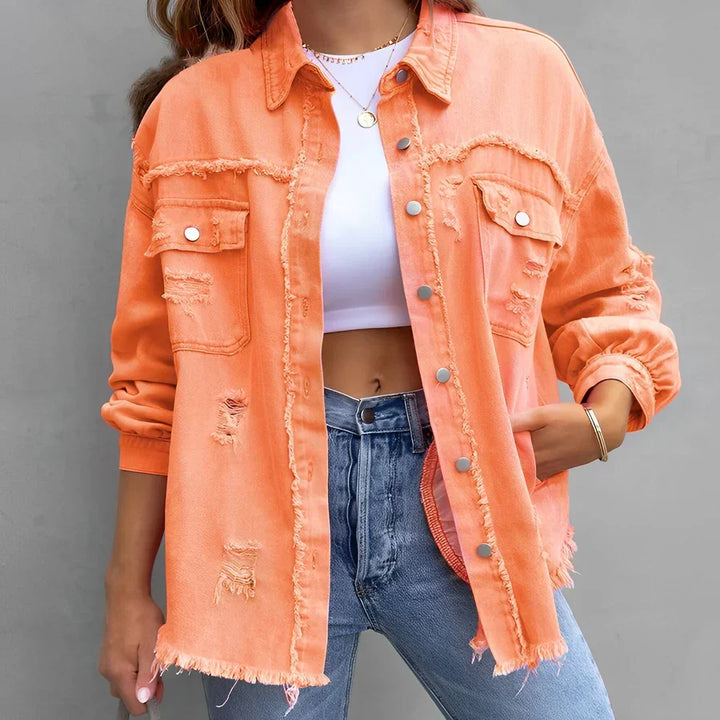 Drune | Zerrissenes Denim-Hemd mit Knopfleiste