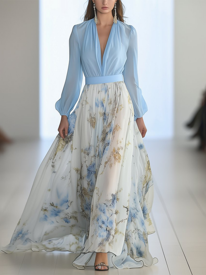 Drune | Schillerndes Maxikleid Mit Blumendruck