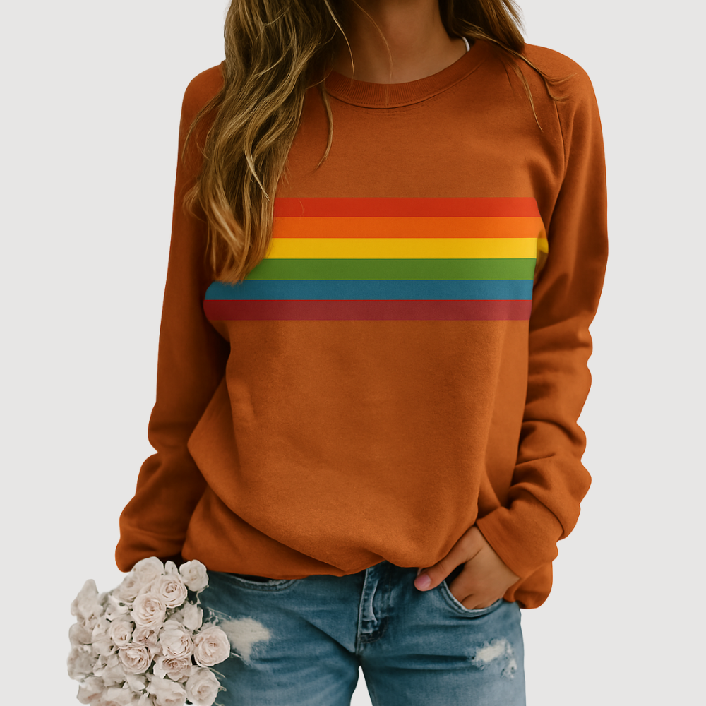 Drune | Regenbogenstreifen Rundhalsausschnitt Sweatshirt