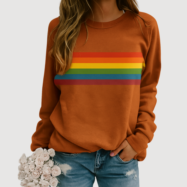 Drune | Regenbogenstreifen Rundhalsausschnitt Sweatshirt