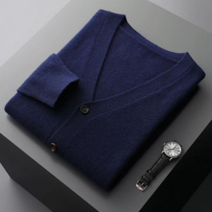 Drune | Cashmere Strickjacke V-ausschnitt Knopfverschluss Weicher Leichter Strick