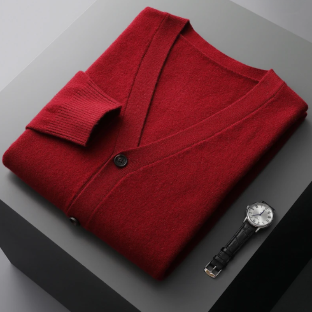 Drune | Cashmere Strickjacke V-ausschnitt Knopfverschluss Weicher Leichter Strick