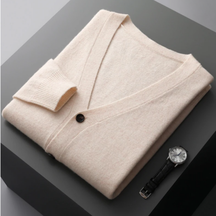 Drune | Cashmere Strickjacke V-ausschnitt Knopfverschluss Weicher Leichter Strick