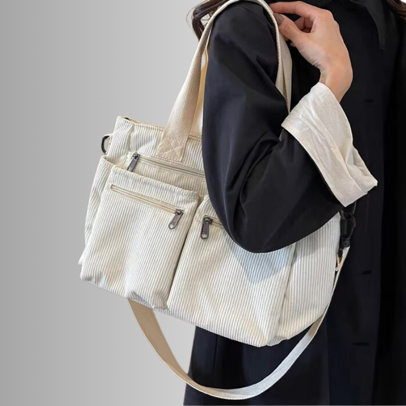 Drune | Cord Schultertasche Mit Mehreren Taschen Für Damen
