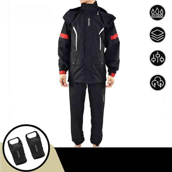 Drune | Herren Motorrad Regenjacke wasserdicht - Reflektierend schwarz/grün S-2XL
