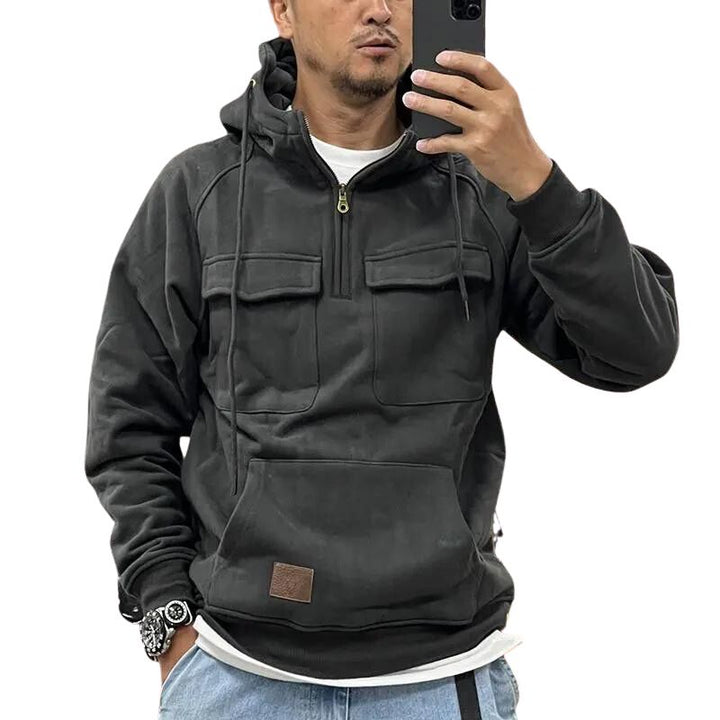 Drune | Funktionale Kapuzenjacke mit Reißverschluss und Vordertaschen Baumwolle Komfortabel und Praktisch