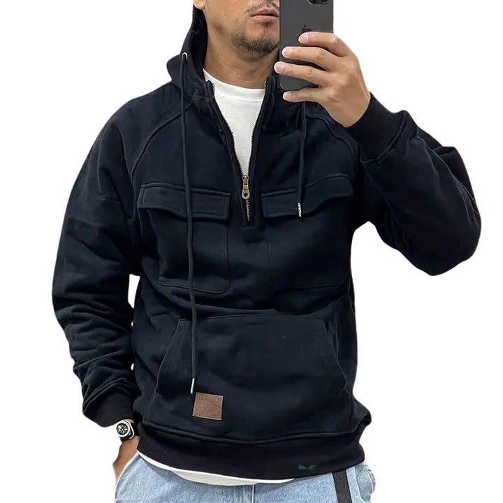 Drune | Funktionale Kapuzenjacke mit Reißverschluss und Vordertaschen Baumwolle Komfortabel und Praktisch