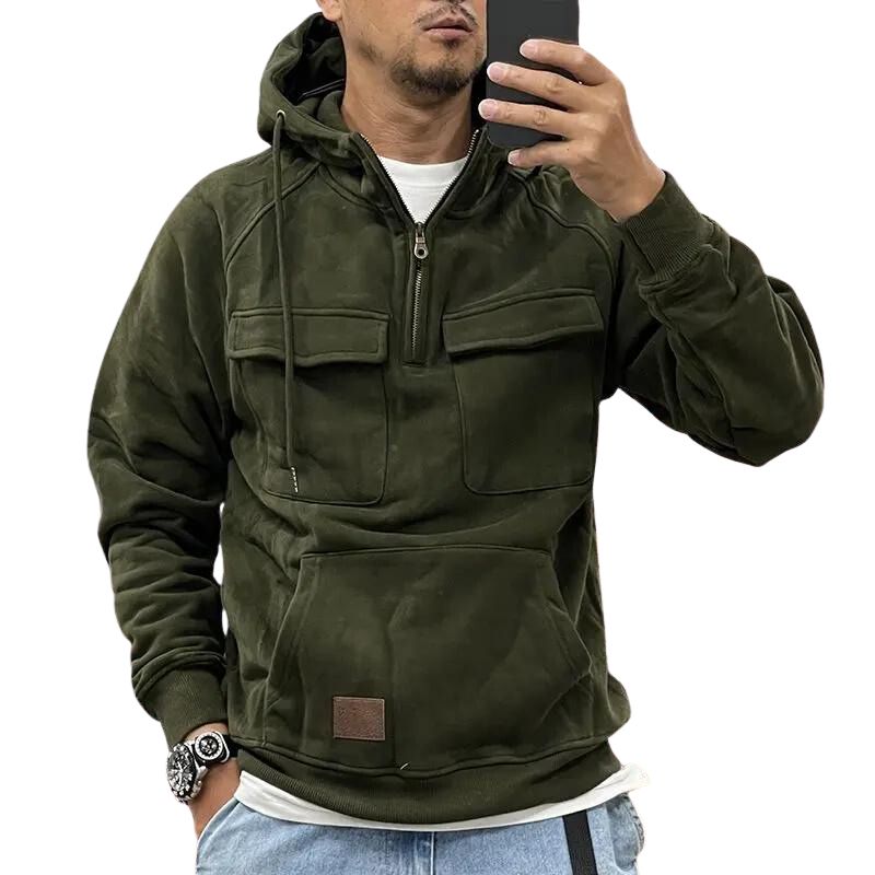 Drune | Funktionale Kapuzenjacke mit Reißverschluss und Vordertaschen Baumwolle Komfortabel und Praktisch