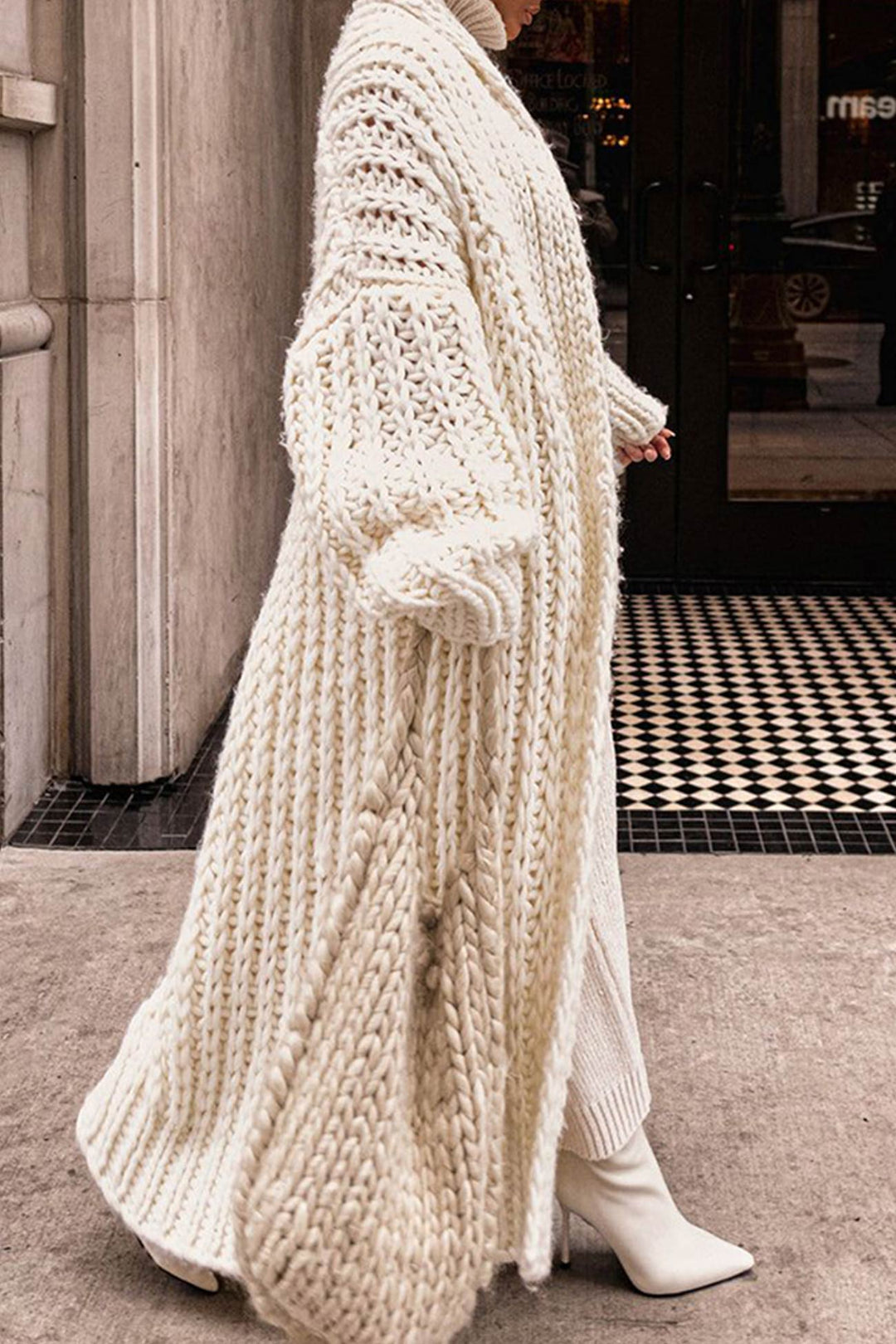 Drune | Damen Lange Gestrickte Strickjacke