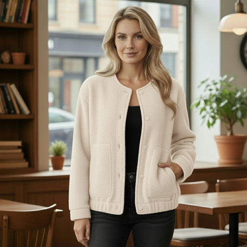 Drune | Damen Oversized Jacke Top Coat Lange Ärmel mit Versteckten Knöpfen