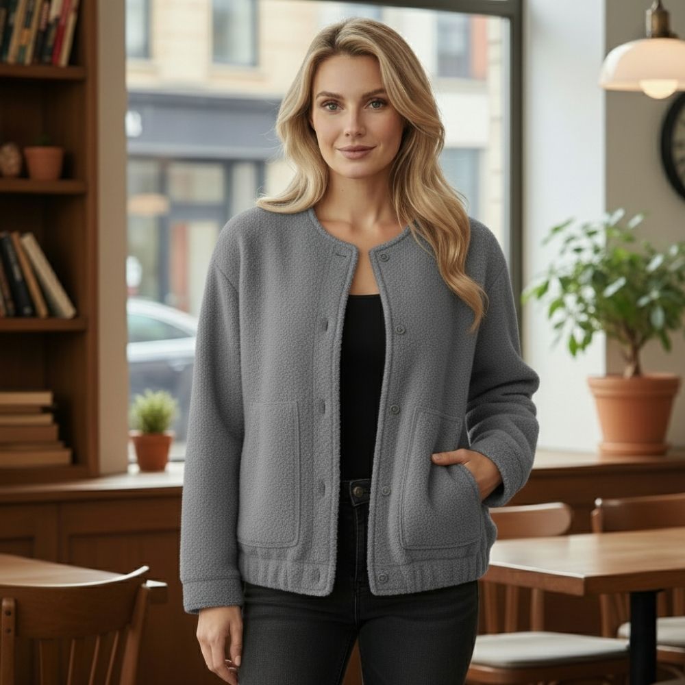 Drune | Damen Oversized Jacke Top Coat Lange Ärmel mit Versteckten Knöpfen