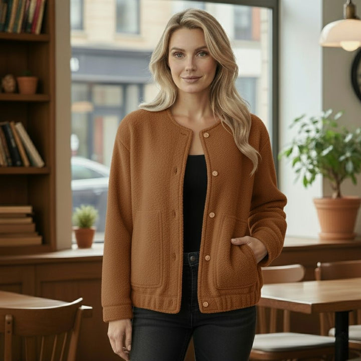 Drune | Damen Oversized Jacke Top Coat Lange Ärmel mit Versteckten Knöpfen