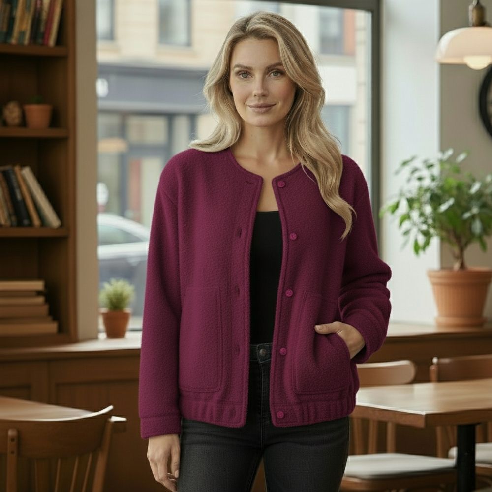 Drune | Damen Oversized Jacke Top Coat Lange Ärmel mit Versteckten Knöpfen