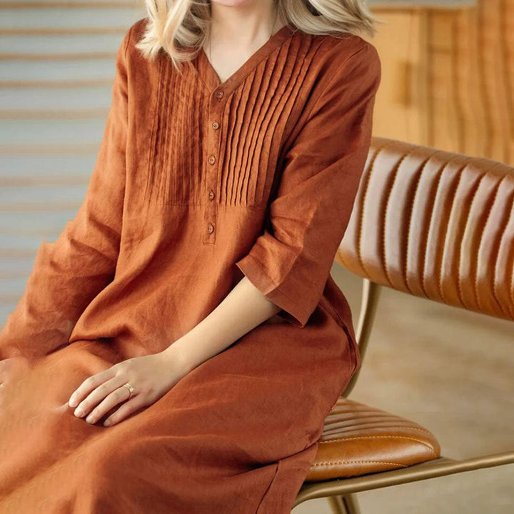 Drune | Orange Leinen Kleid
