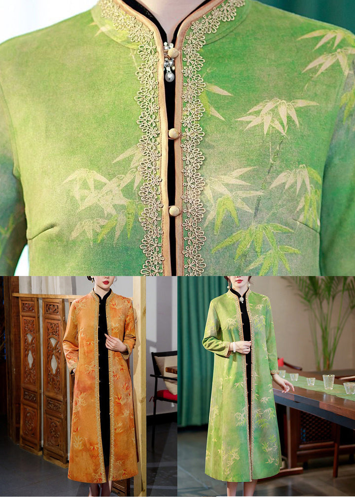 Drune | Knopf Spitze Taschen Patchwork Lange Mäntel Stehkragen Lange Ärmel