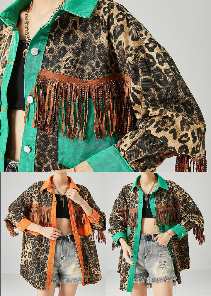 Drune | Patchwork Baumwollmäntel mit Quasten Leopardenmuster