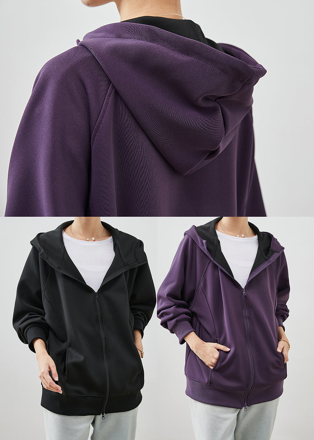 Drune | Lila Kapuzen Baumwoll Sweatshirts Mäntel