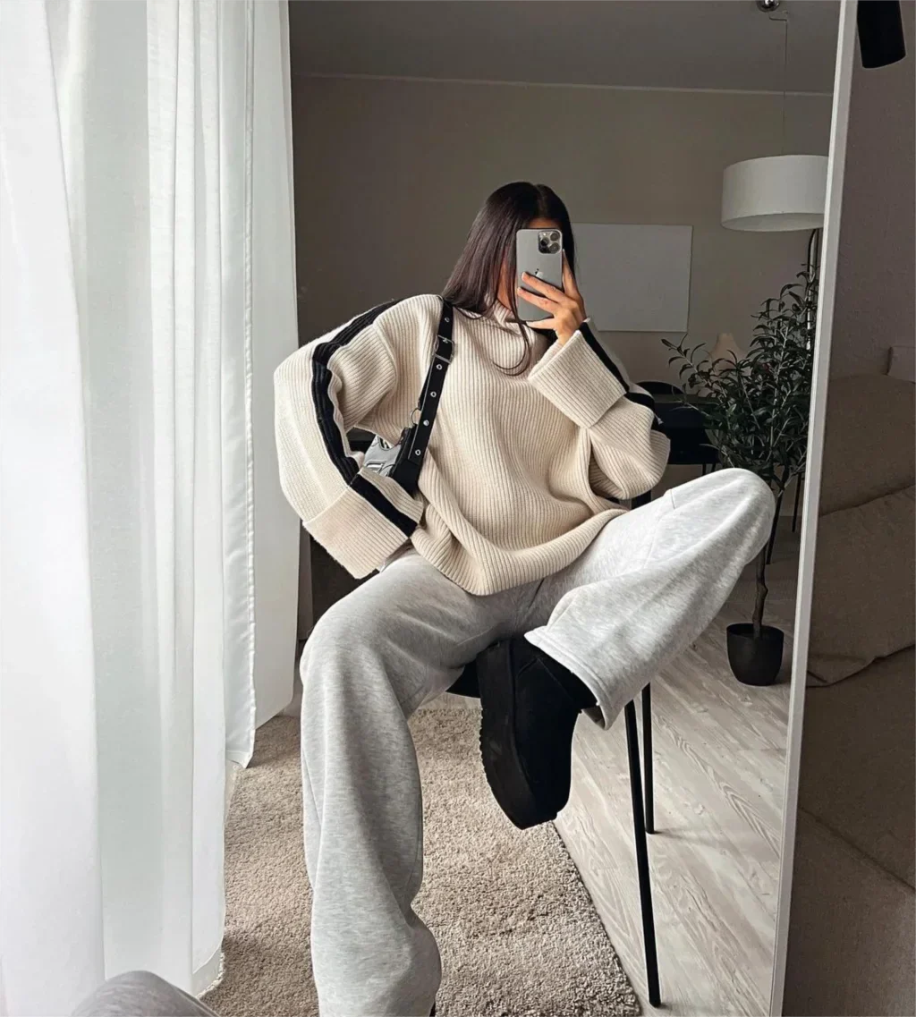 Drune | Pullover lockere Passform Rollkragen Strickpullover Damenbekleidung