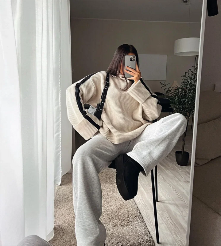 Drune | Pullover lockere Passform Rollkragen Strickpullover Damenbekleidung