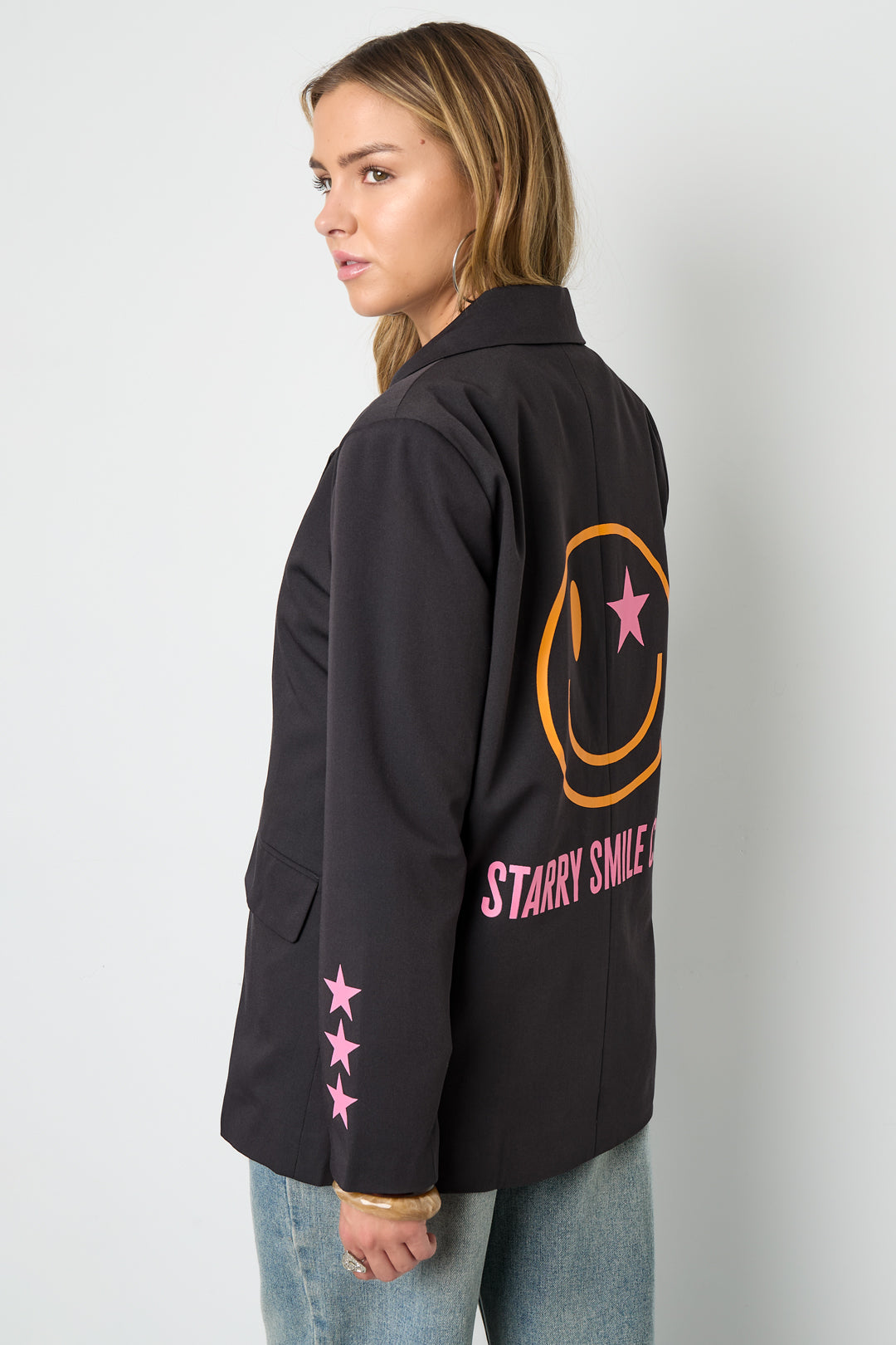 Drune | Blazer Sterne Bedruckt Locker Sitzender Blazer Damenblazer