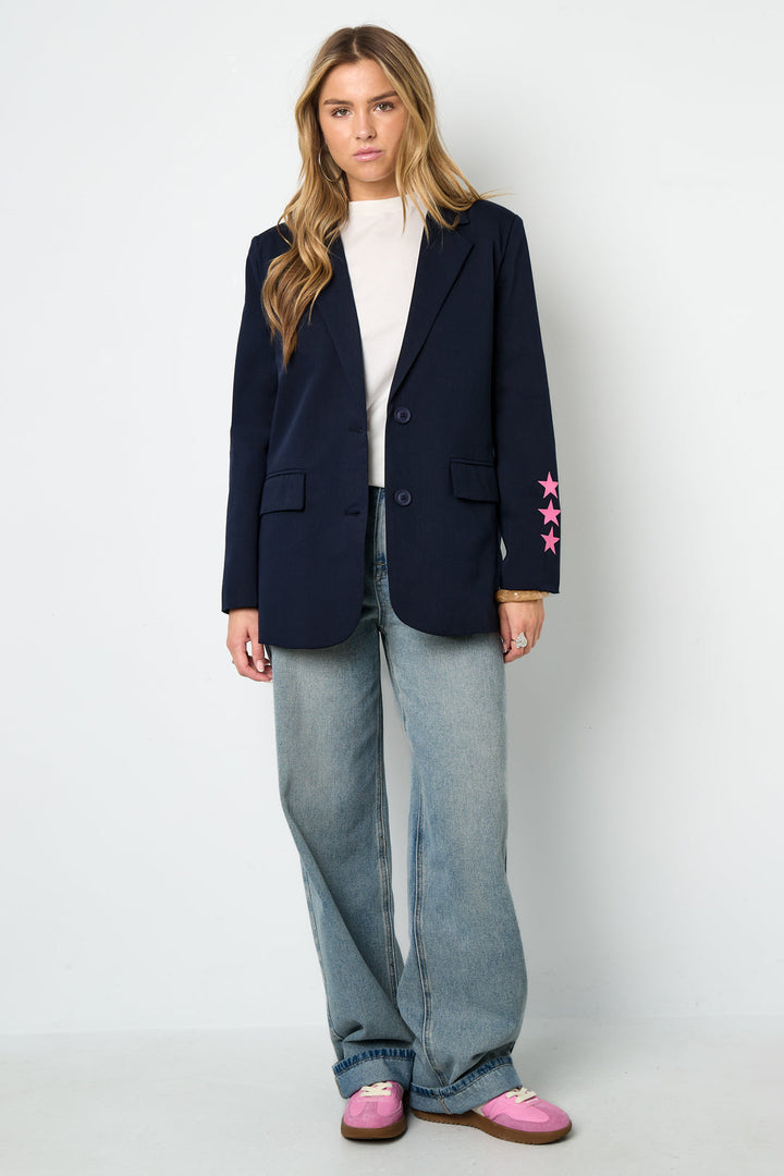 Drune | Blazer Sterne Bedruckt Locker Sitzender Blazer Damenblazer