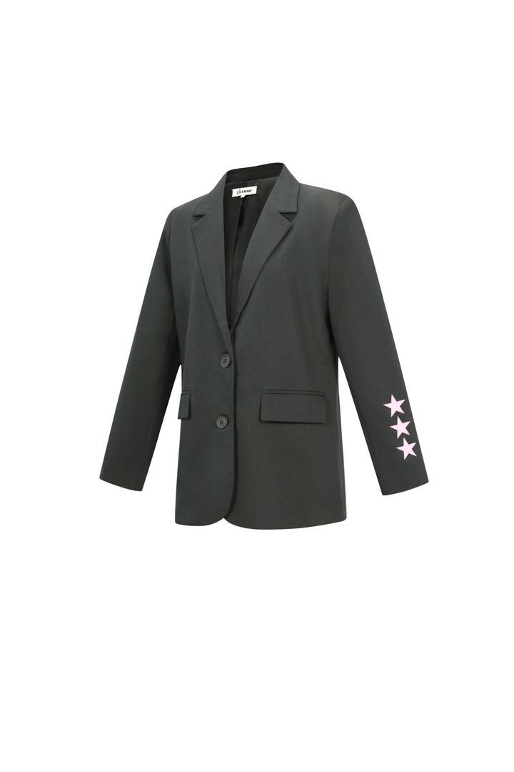 Drune | Blazer Sterne Bedruckt Locker Sitzender Blazer Damenblazer