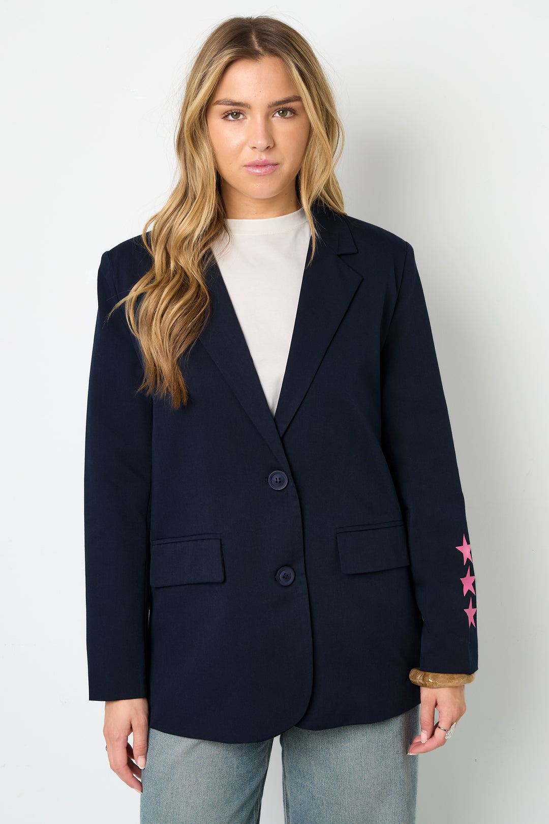 Drune | Blazer Sterne Bedruckt Locker Sitzender Blazer Damenblazer