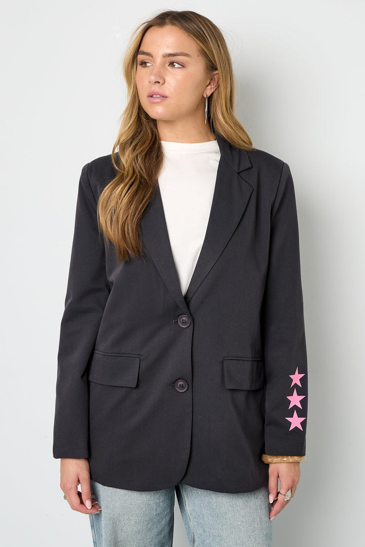 Drune | Blazer Sterne Bedruckt Locker Sitzender Blazer Damenblazer