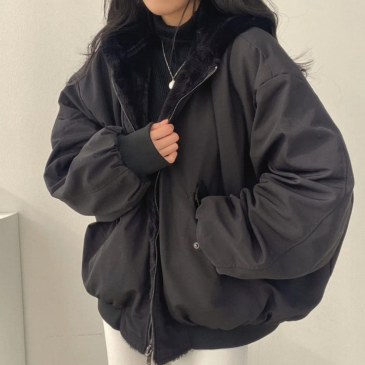 Drune | Jacke Fleecegefüttert Reißverschluss Winter Bomberjacke Winterjacke für Damen