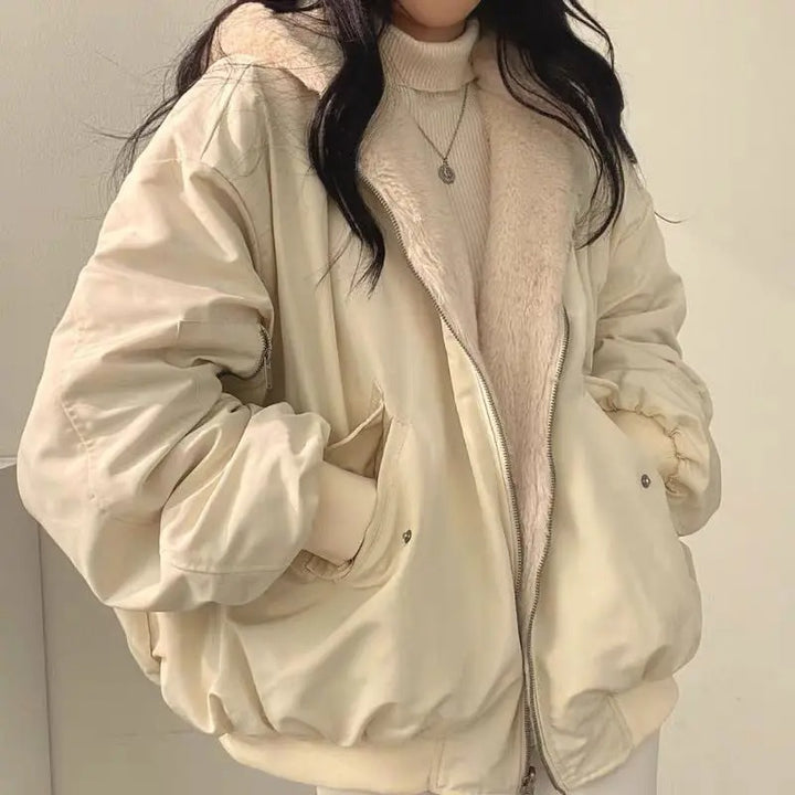 Drune | Jacke Fleecegefüttert Reißverschluss Winter Bomberjacke Winterjacke für Damen