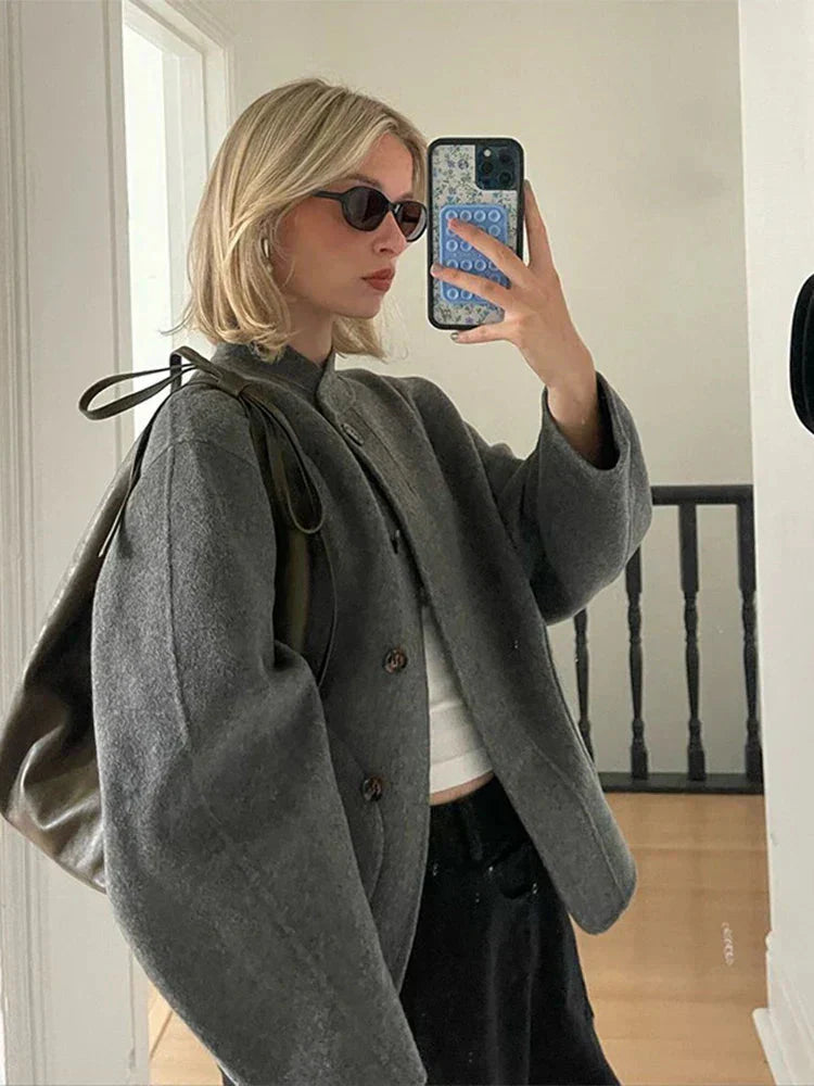 Drune | Jacke Grau Herbst Wolljacke Damenjacke