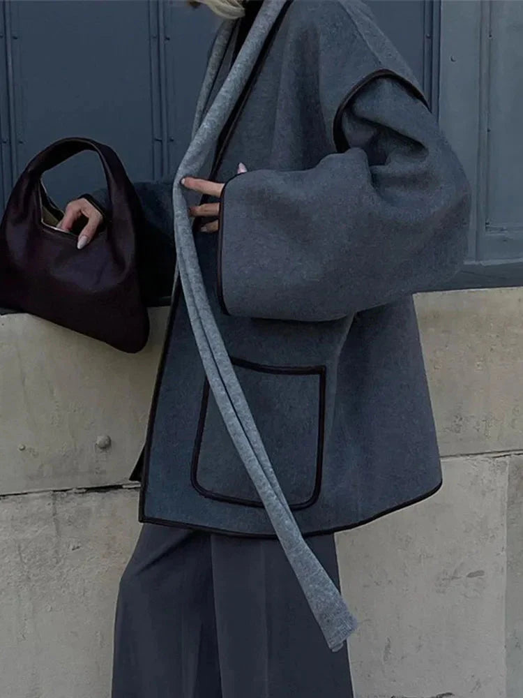 Drune | Jacke Grau Gürtel Herbstjacke Damenjacken