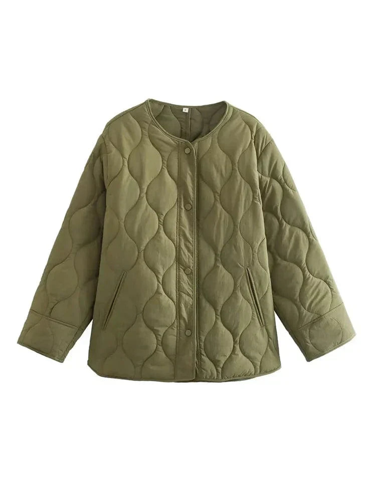 Drune | Jacke Lockere Passform Knopfverschluss Gep Padded Jacke Damenjacke