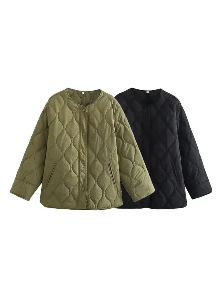 Drune | Jacke Lockere Passform Knopfverschluss Gep Padded Jacke Damenjacke