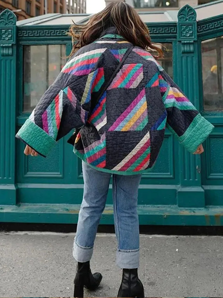 Drune | Jacke Offene Vorderseite Retro Gequiltete Jacke Damenjacke