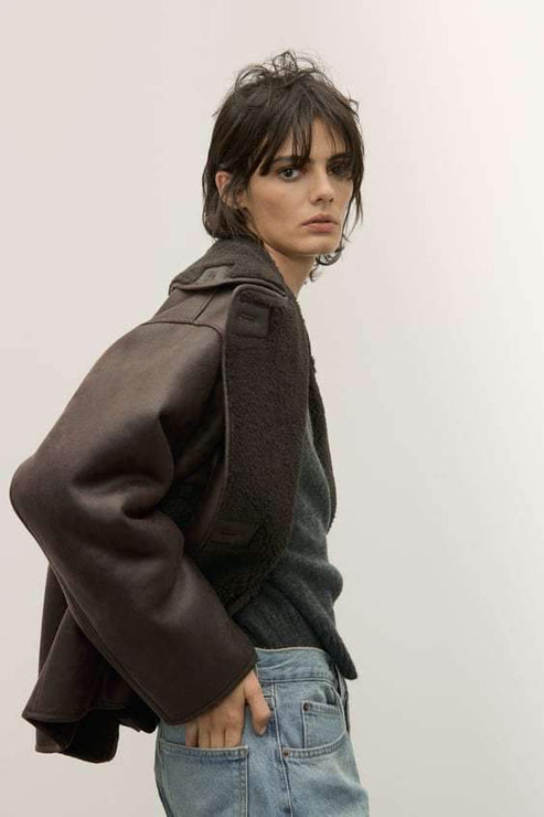Drune | Jacke Damen Leder Winterjacke mit Fellfutter