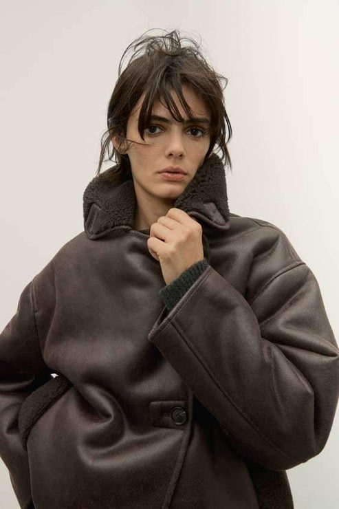 Drune | Jacke Damen Leder Winterjacke mit Fellfutter