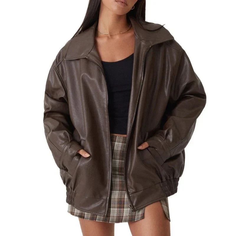 Drune | Lederjacke Schwarz Braun Lederjacke Damen Lederjacke