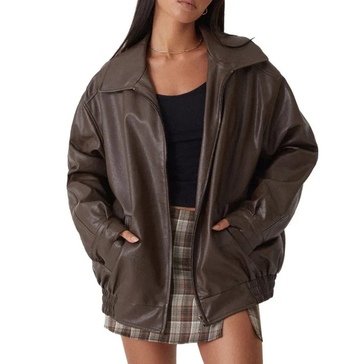 Drune | Lederjacke Schwarz Braun Lederjacke Damen Lederjacke