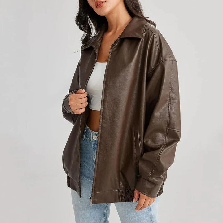Drune | Lederjacke Schwarz Braun Lederjacke Damen Lederjacke