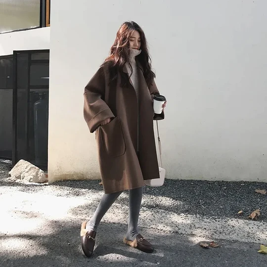Drune | Weste Offene Vorderseite Taschen Lange Weste Damenweste