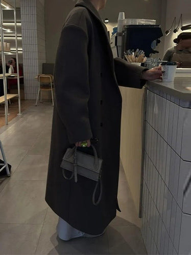 Drune | Wolljacke Damenjacke mit Doppelter Knopfleiste und Langem Wollkragen