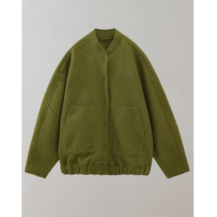 Drune | Bomberjacke Knopfverschluss Taschen Jacke Damenjacke