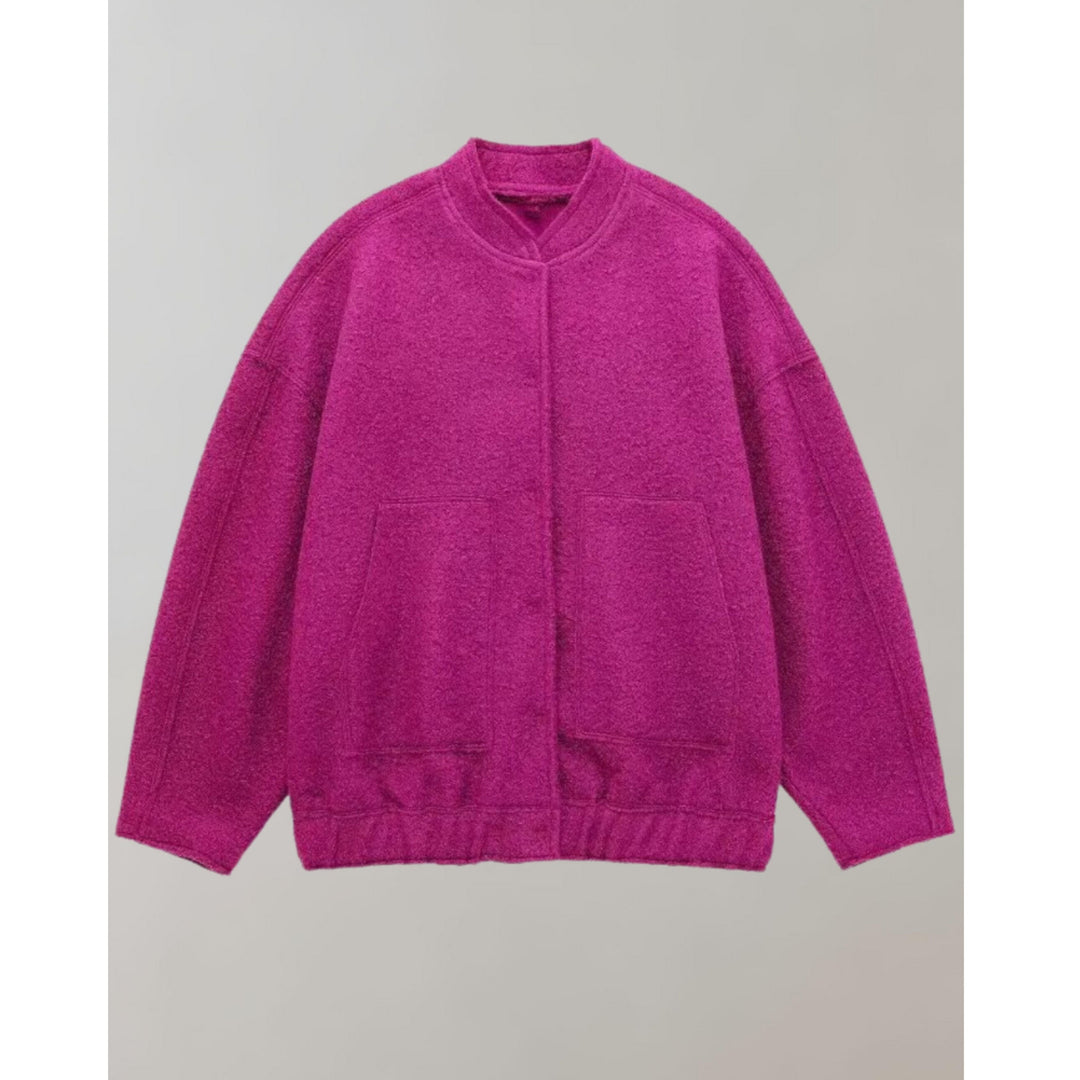 Drune | Bomberjacke Knopfverschluss Taschen Jacke Damenjacke
