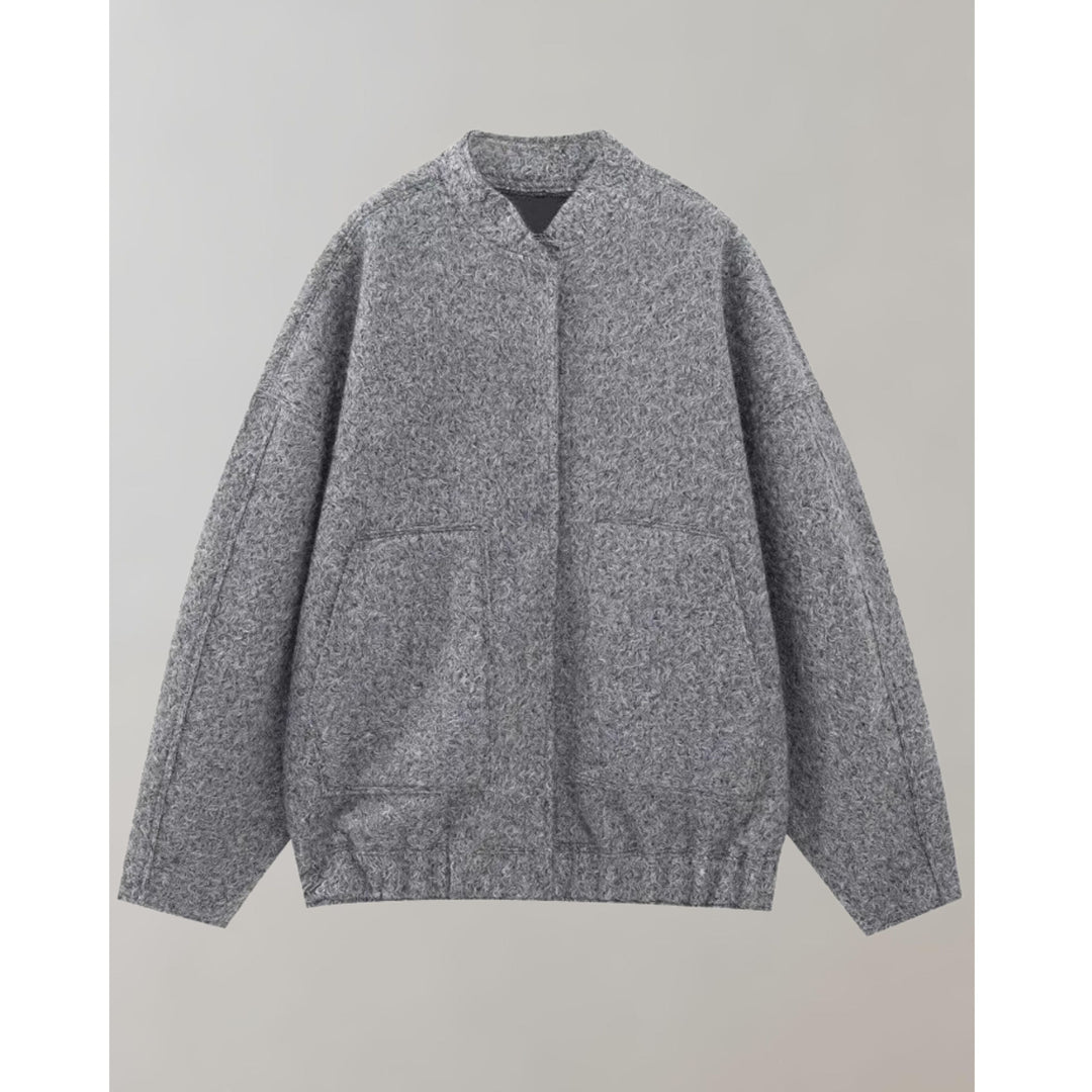 Drune | Bomberjacke Knopfverschluss Taschen Jacke Damenjacke