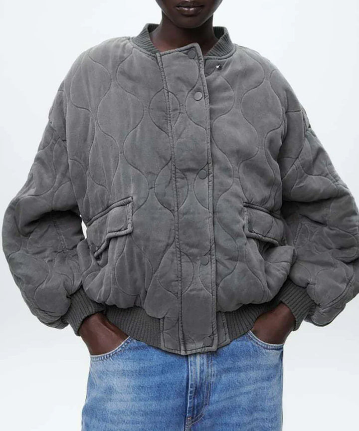 Drune | Jacke Grau Gepolstert BomberJacke Damenjacke