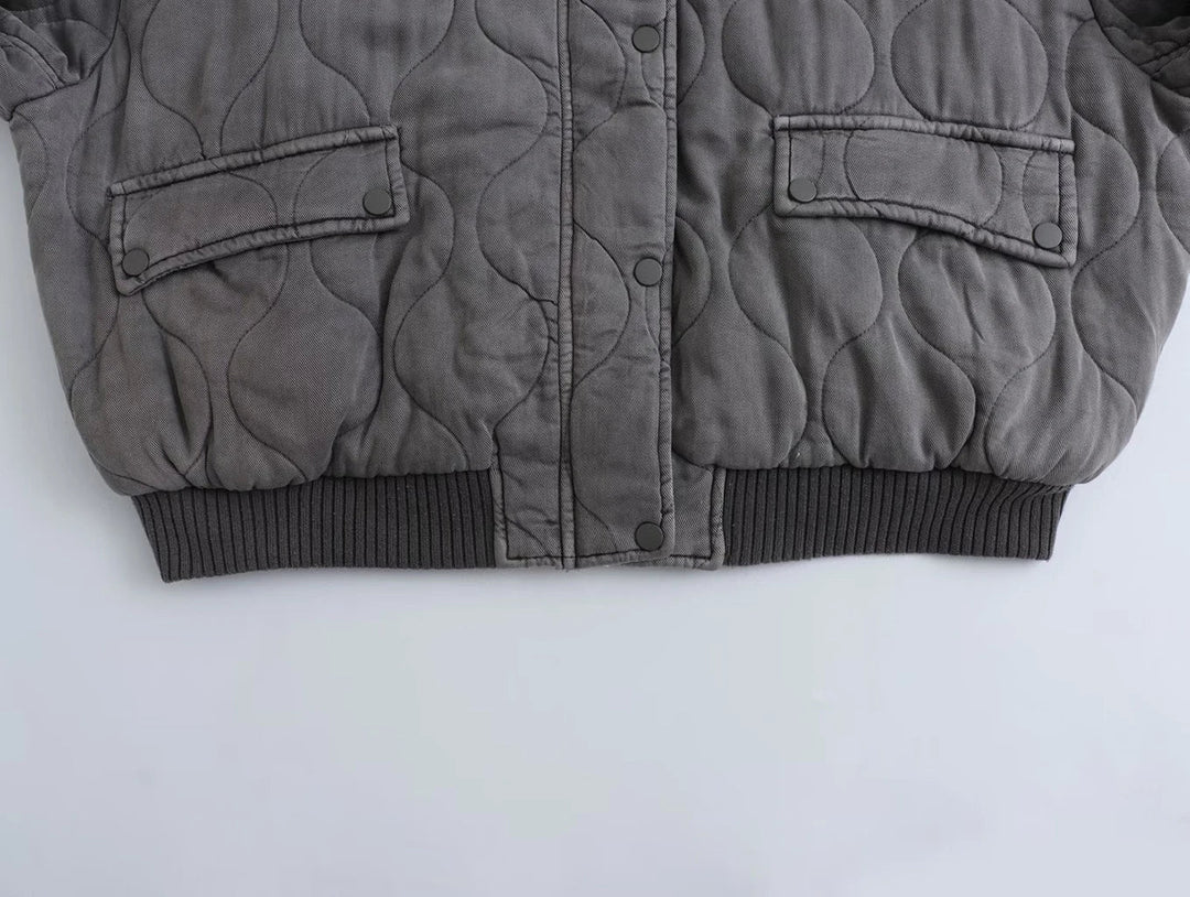 Drune | Jacke Grau Gepolstert BomberJacke Damenjacke