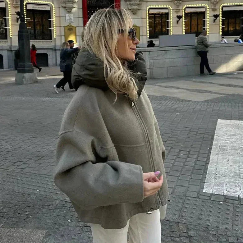 Drune | Jacke mit Kapuze Reißverschluss Herbstjacke Damenjacke